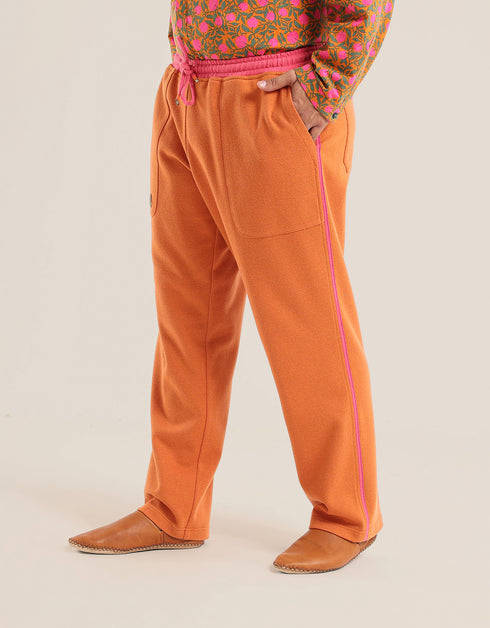 Reversible straight leg pants with elastic waistband